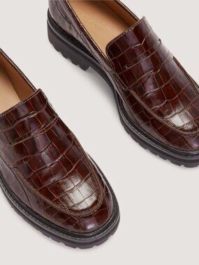 Everlane Lug Loafer Brown Croc Penny Leather Women's Sizes NEW Classic in BOX